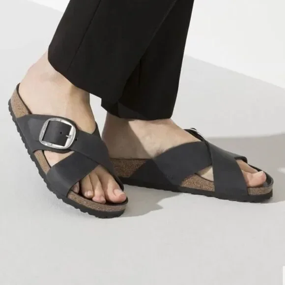 Women's Birkenstock Sienna II Black Slide Sandals, need new soles - Picture 2 of 9